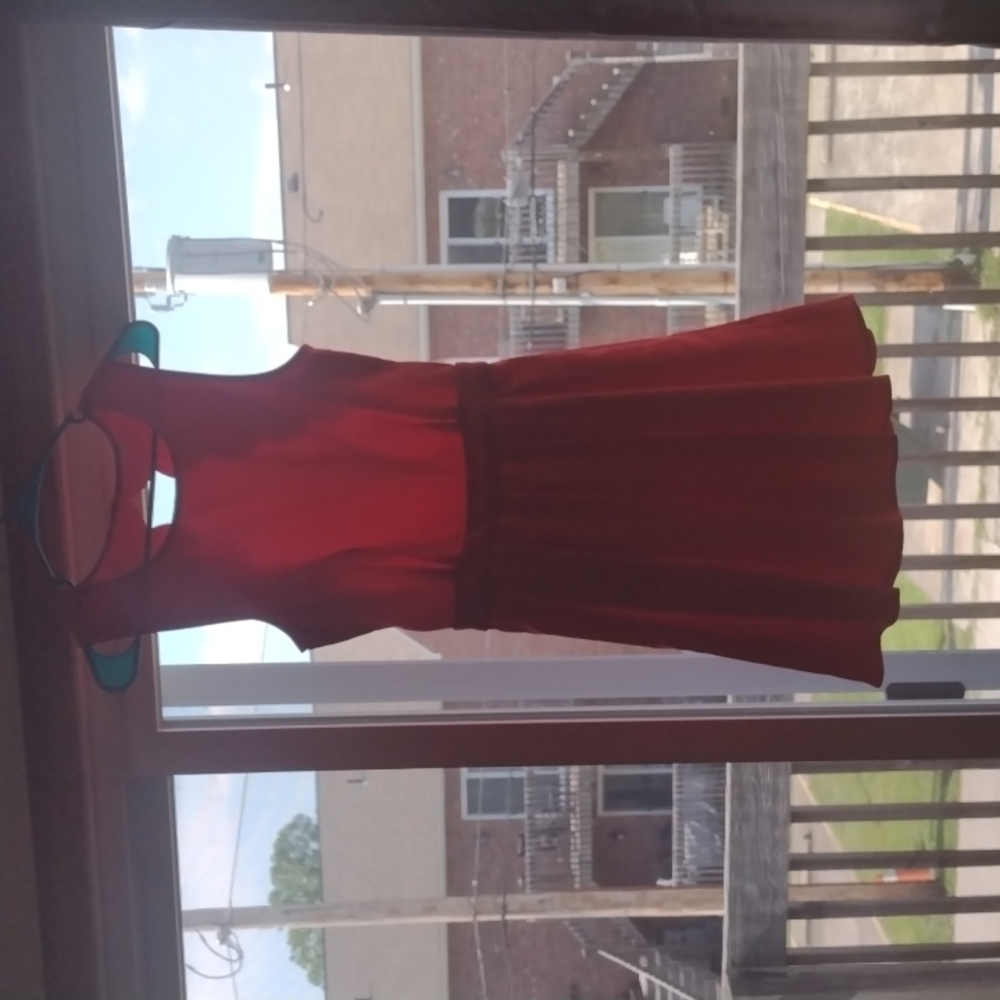 Orange red cut out back dress